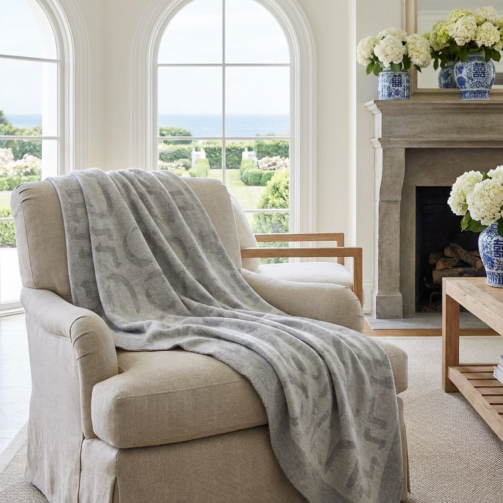Prince of Scots Merino Wool Fleece Throw - Natural Expletive