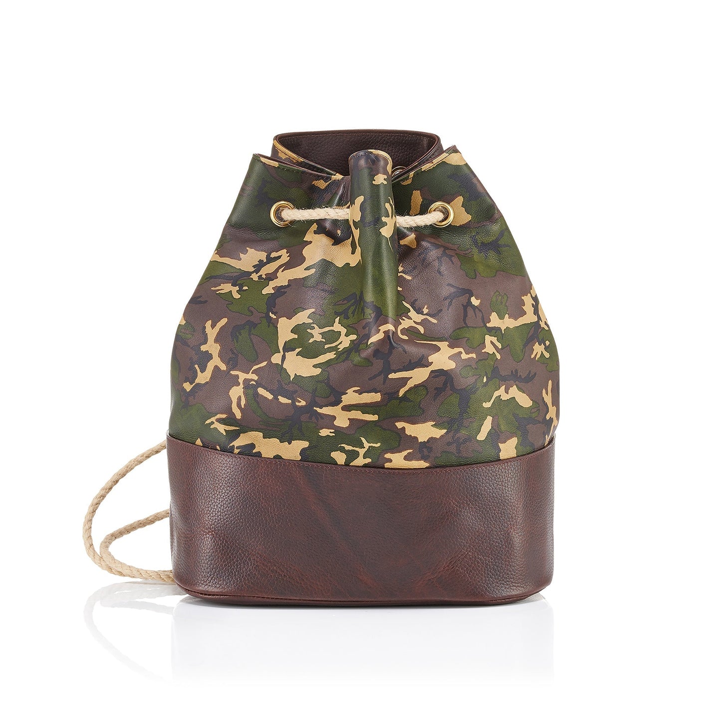 Wanderlust Leather Duffle Bag - Tan Camo