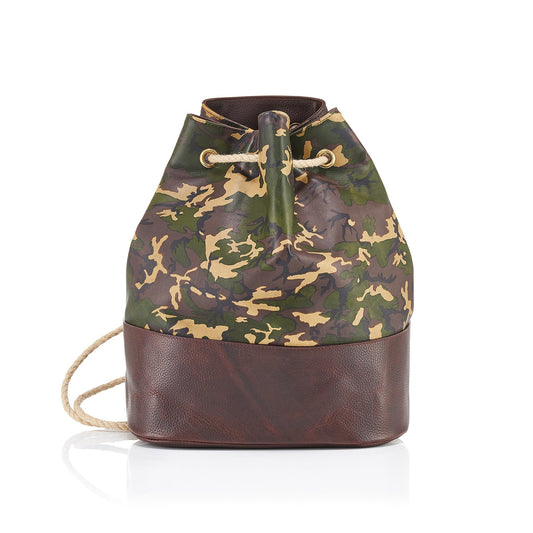 Wanderlust Leather Duffle Bag - Tan Camo