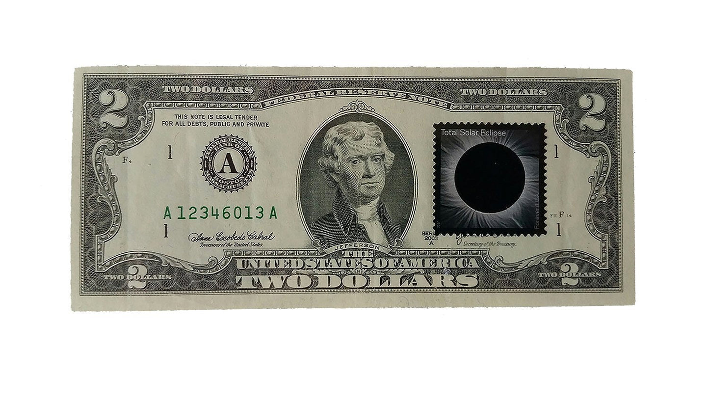 Eclipse of Century Commemorative $2 Dollar Bill