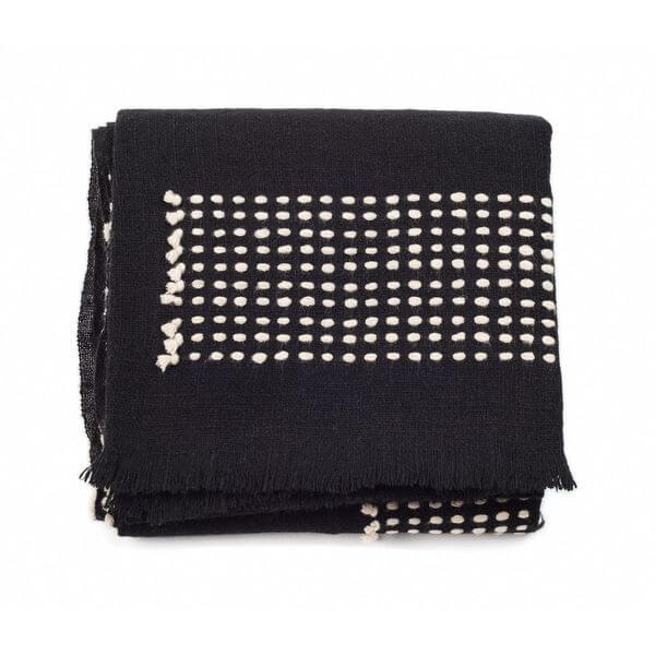 Walnut Black Yak With Hand Knotted Merino Stripes Handloom Throw