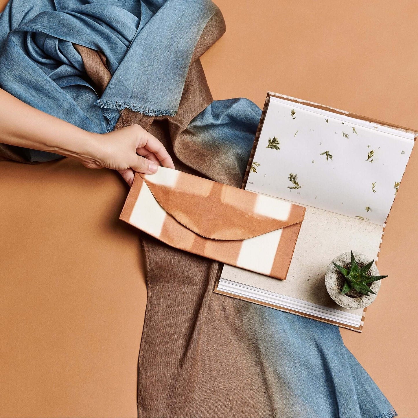 Melo Gold Mulberry Silk Shibori Hand Crafted Envelope Pouch