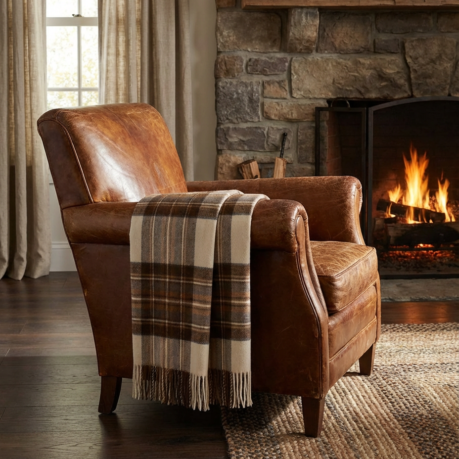 Prince of Scots Merino Wool Throw - Natural Dress Stewart