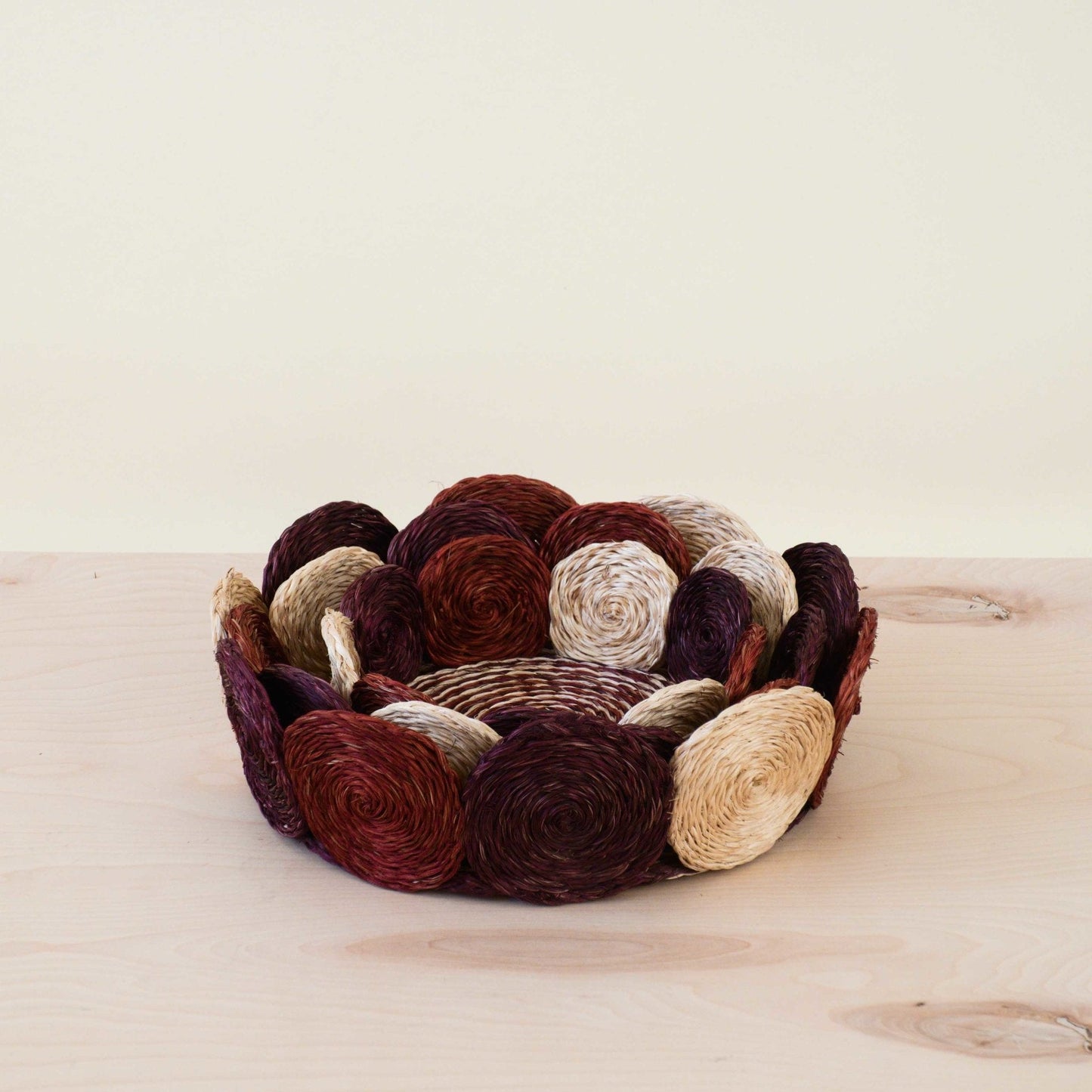 S/3 Rust and Mauve Handwoven Storage Basket