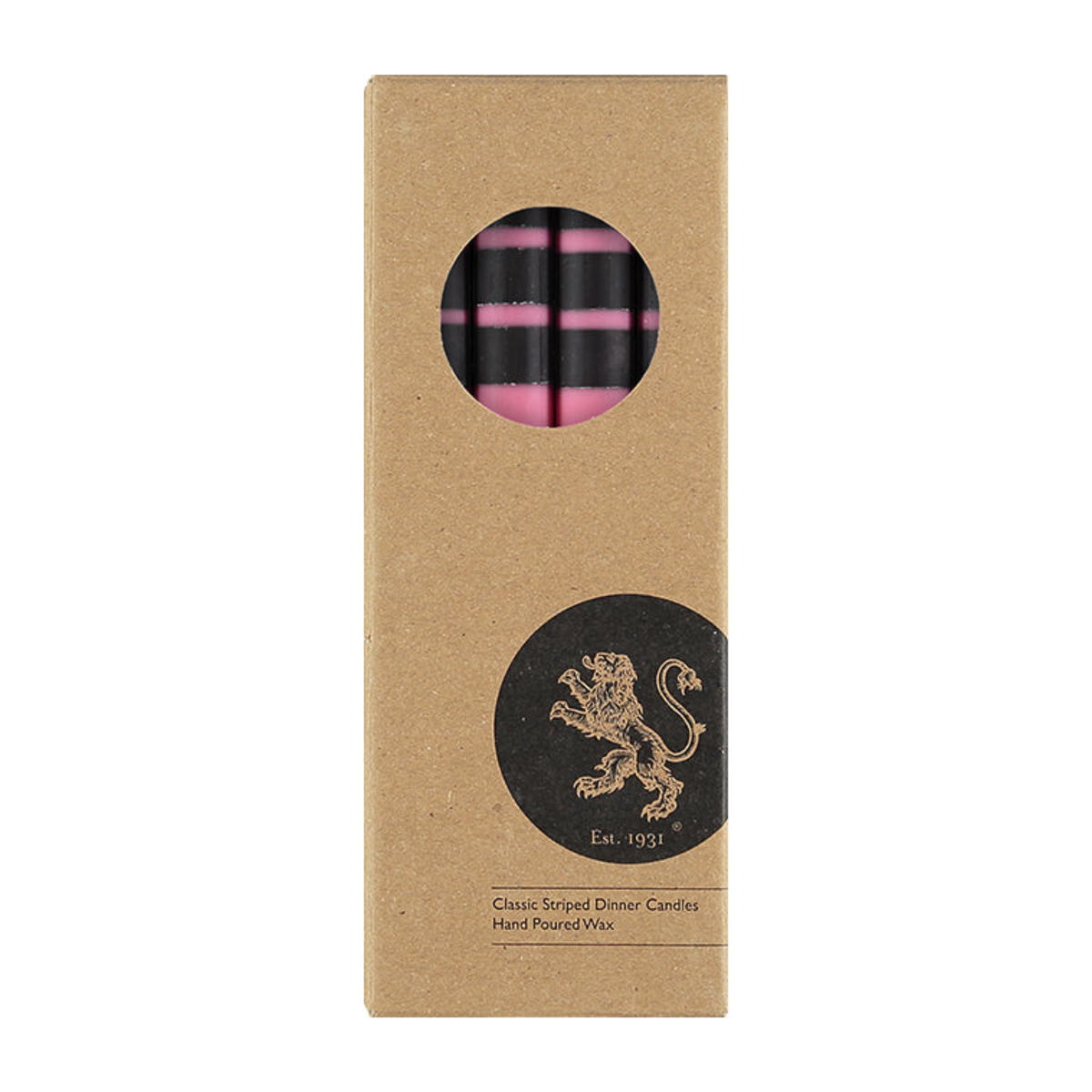S/4 Striped Striped Neyron, Sulphur, Jet & Orange Flame Dinner Candles