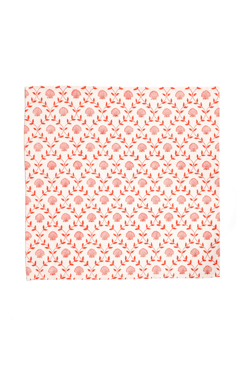 Seashell Blockprint Napkins, Set of 4