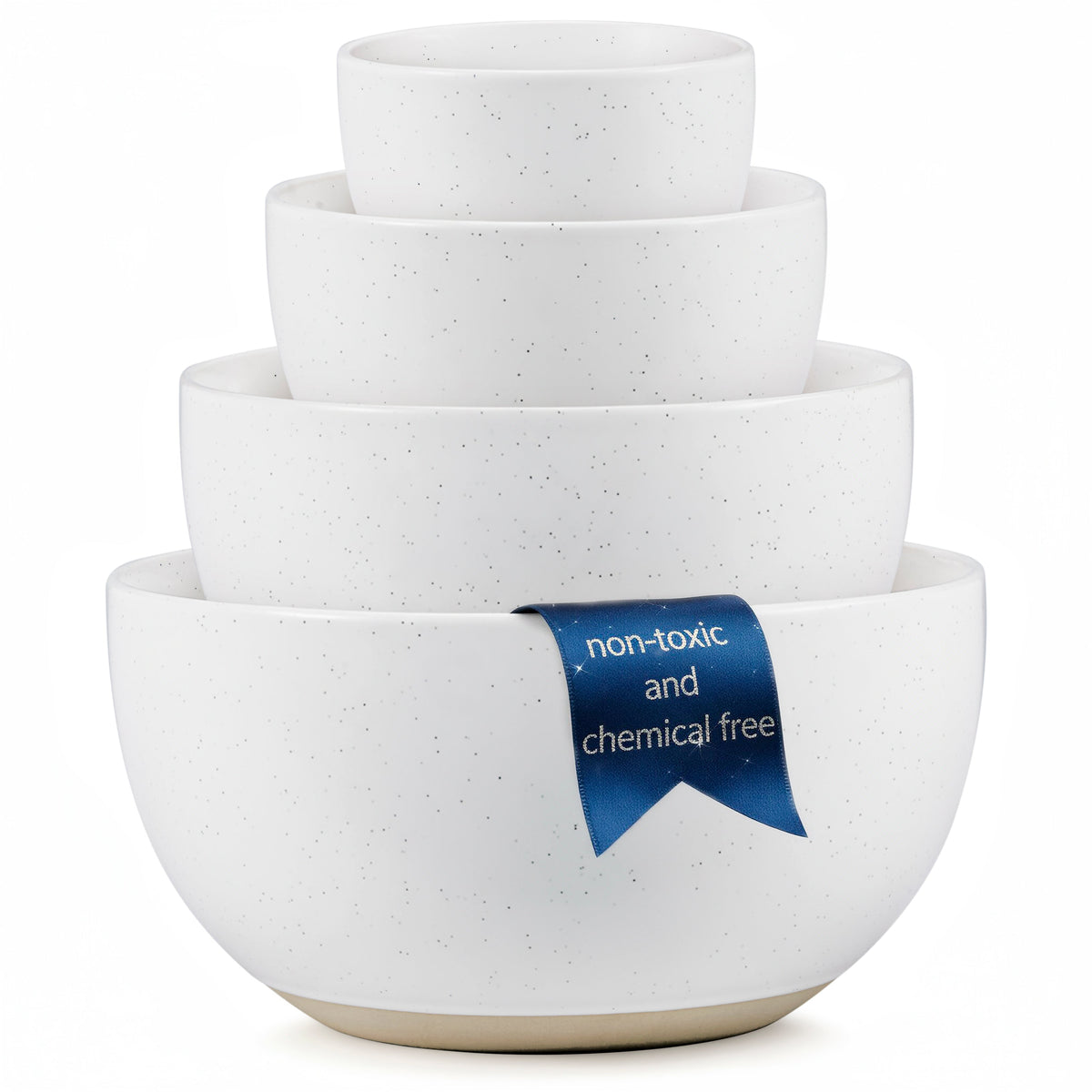 Ceramic Nesting Bowls, 18/40/90/140 oz, Moonstone, Set of 4