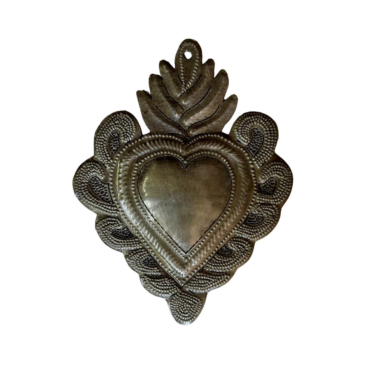 Sacred Heart, Wall Decor,Handmade Metal Haiti 5.75" x 4"