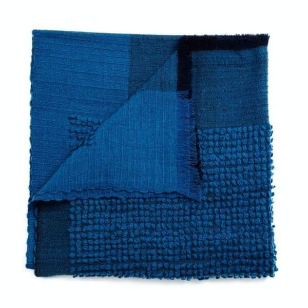 Macaroon Midnight Dark Blue Textured Merino Handloom Throw