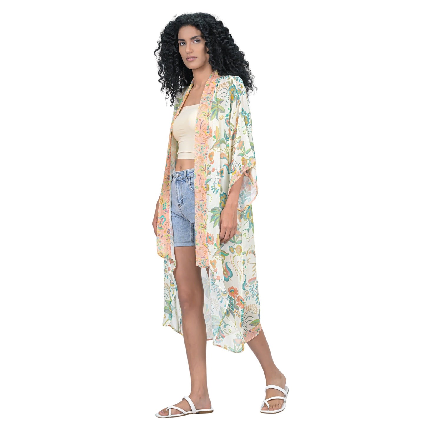 Charming Floral Kimono - Beige
