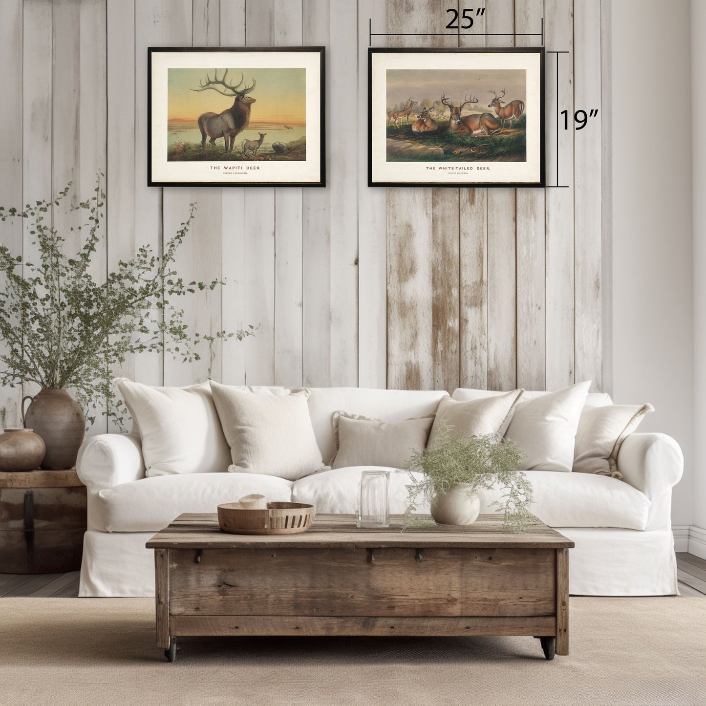 "The White-Tailed Deer" Scene in Copper and Black Frame