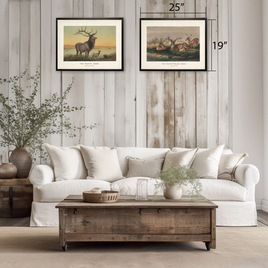 "The White-Tailed Deer" Scene in Copper and Black Frame