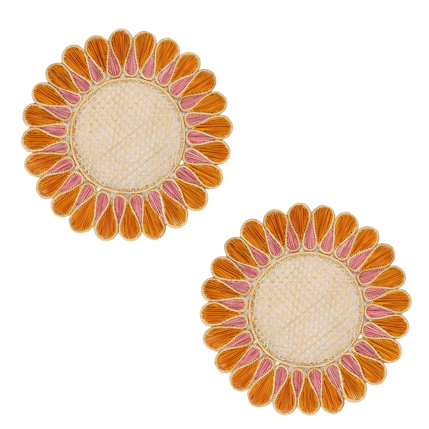 S/2 Drops Placemat - Mustard/Pink