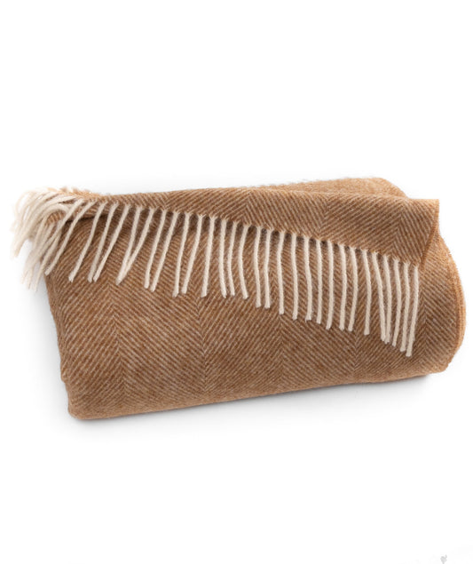 Southampton Home Shetland Lambswool Herringbone Throw – Rust