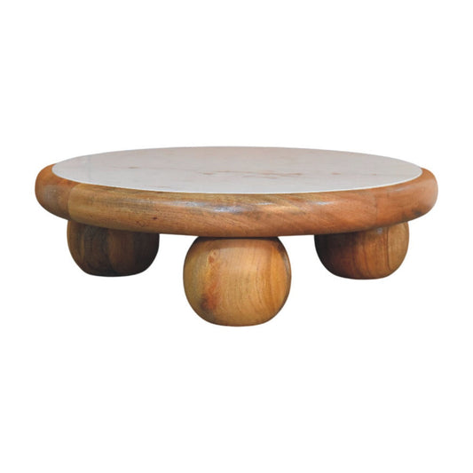 Solid Wood Bola Round Coffee Table, Brown