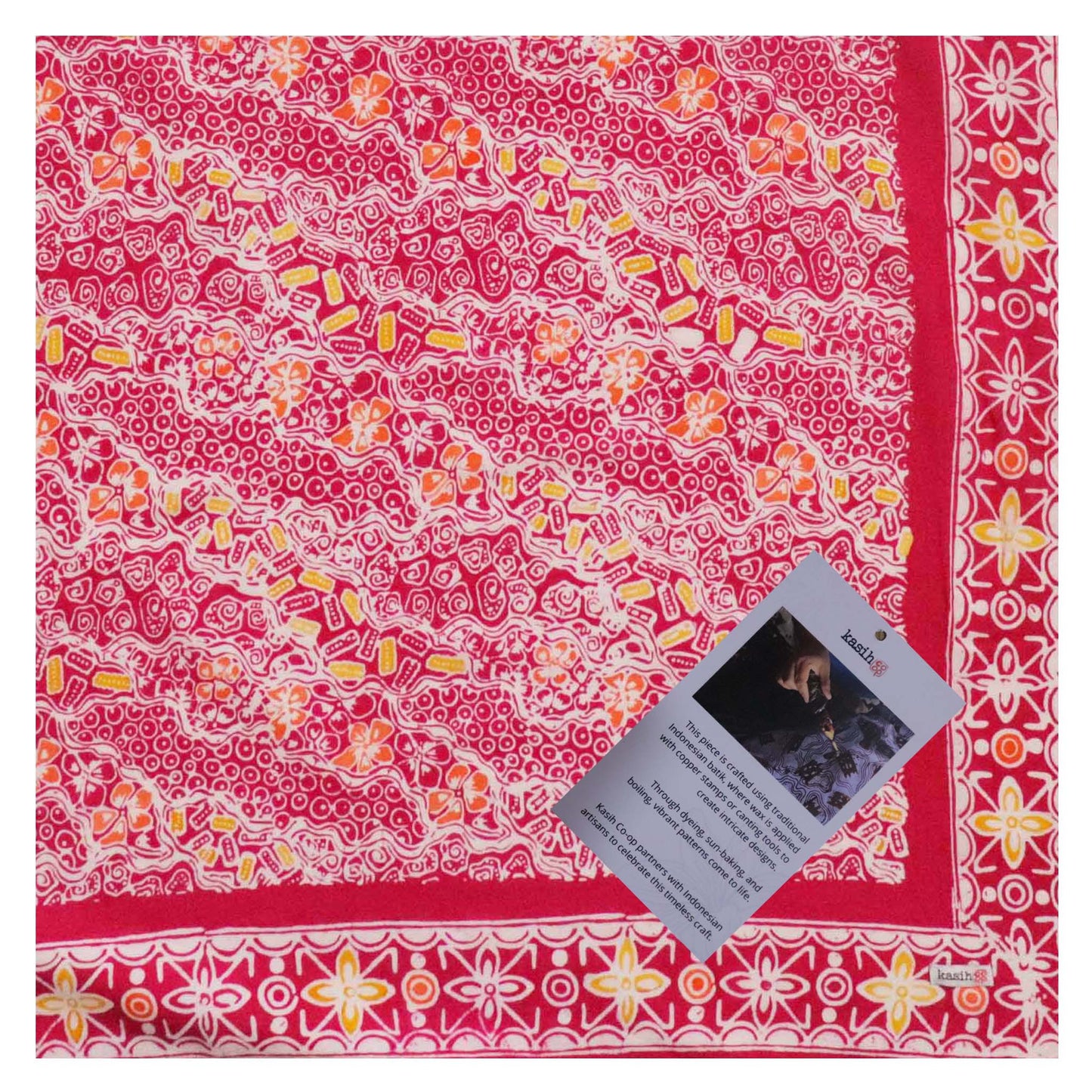 Hand Dyed Batik Bandana, 100% Soft Cotton, Magenta Magic, Pink
