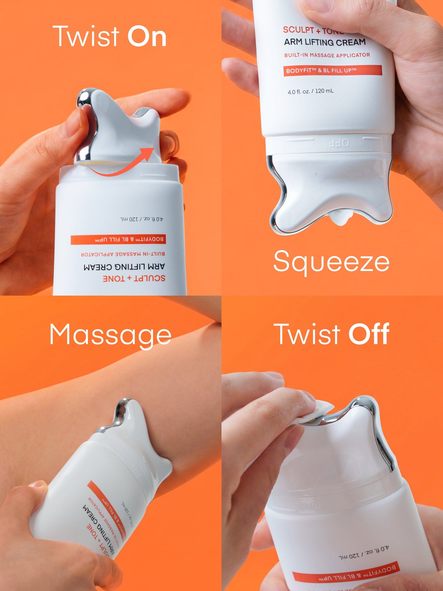 Terez & Honor Sculpt + Tone Arm Cream - Korean Gua Sha Firming & Tightening Cream with Retinol Liposome, Caffeine, Collagen & Proteins for Crepey Skin, Smoother Texture & Improved Elasticity, 4 fl oz
