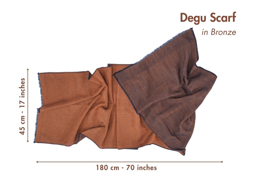 degu scarf in bronze with dimensions