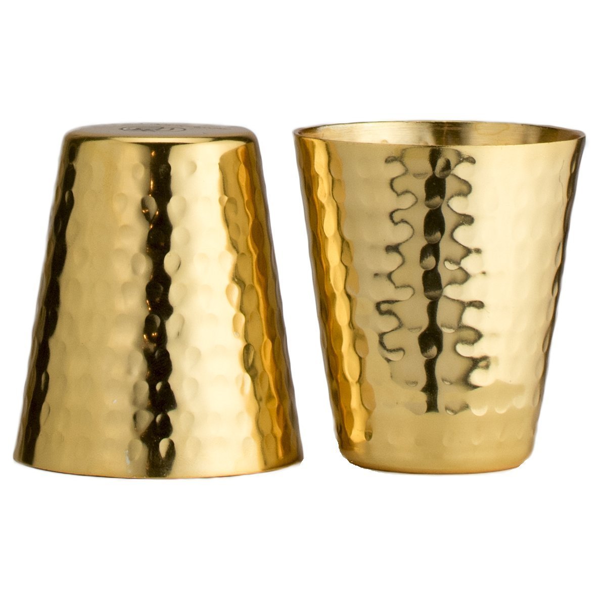 S/2 Hammered Copper Shot Glasses w/ 24K Gold-Plate
