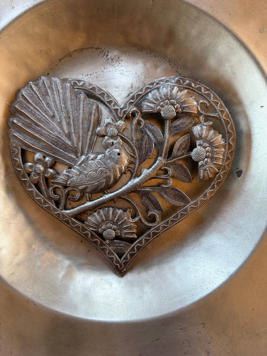 Bird in Heart Haitian Metal Art Wall Decor Fair Trade