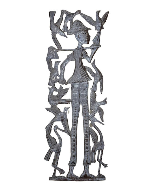 Farmer with Birds Metal Wall Art by Michee Remy 11" x 35"