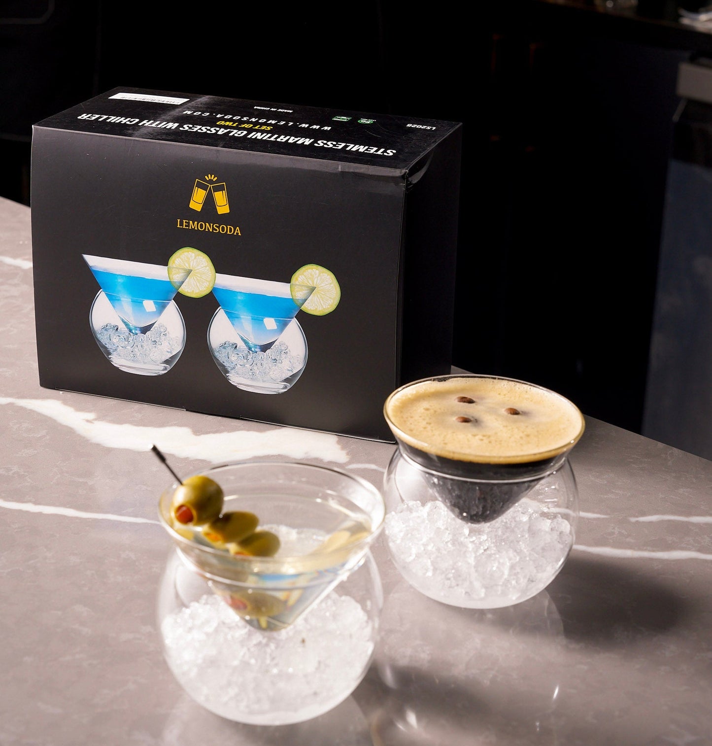 Stemless Martini Glasses With Chiller