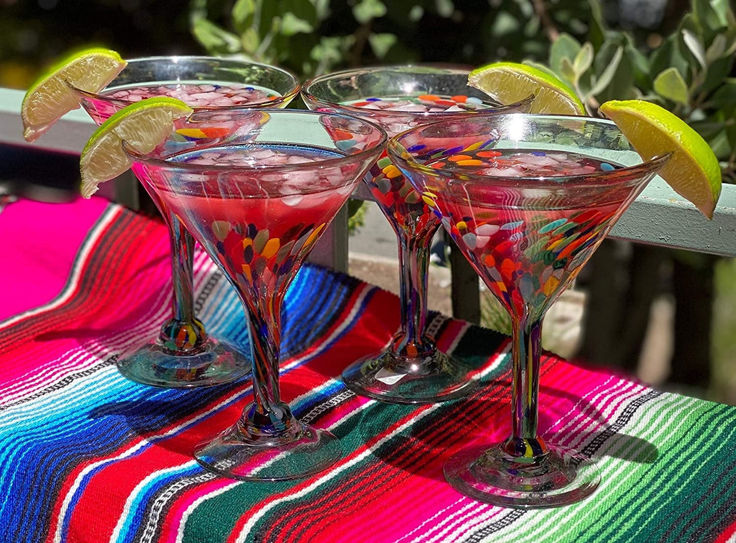 Confetti Carmen Design Margarita Glasses - Martini Style - Set of 4
