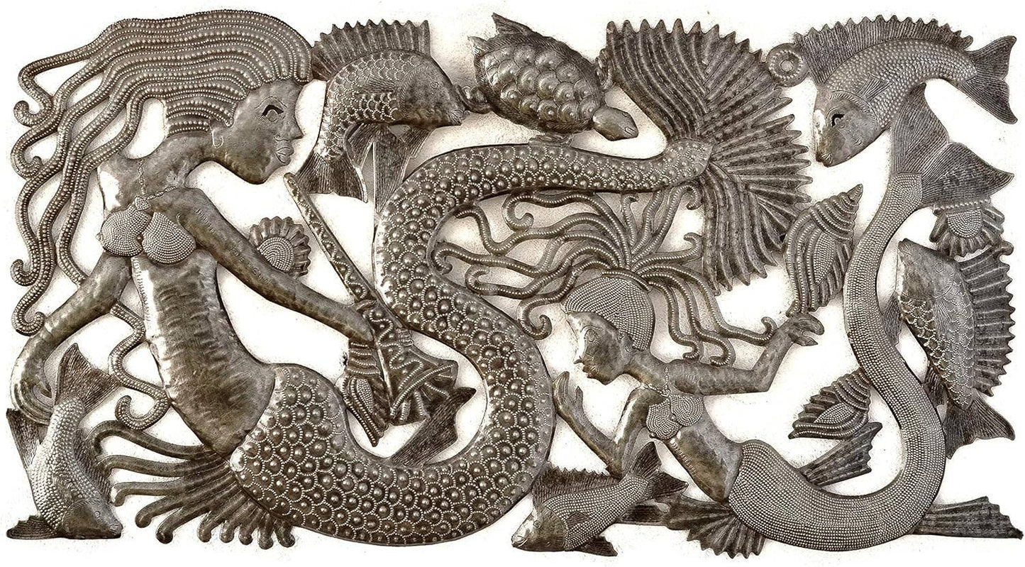 Mermaid Mother & Daughter Metal Wall Art by Evenson 34"X17"
