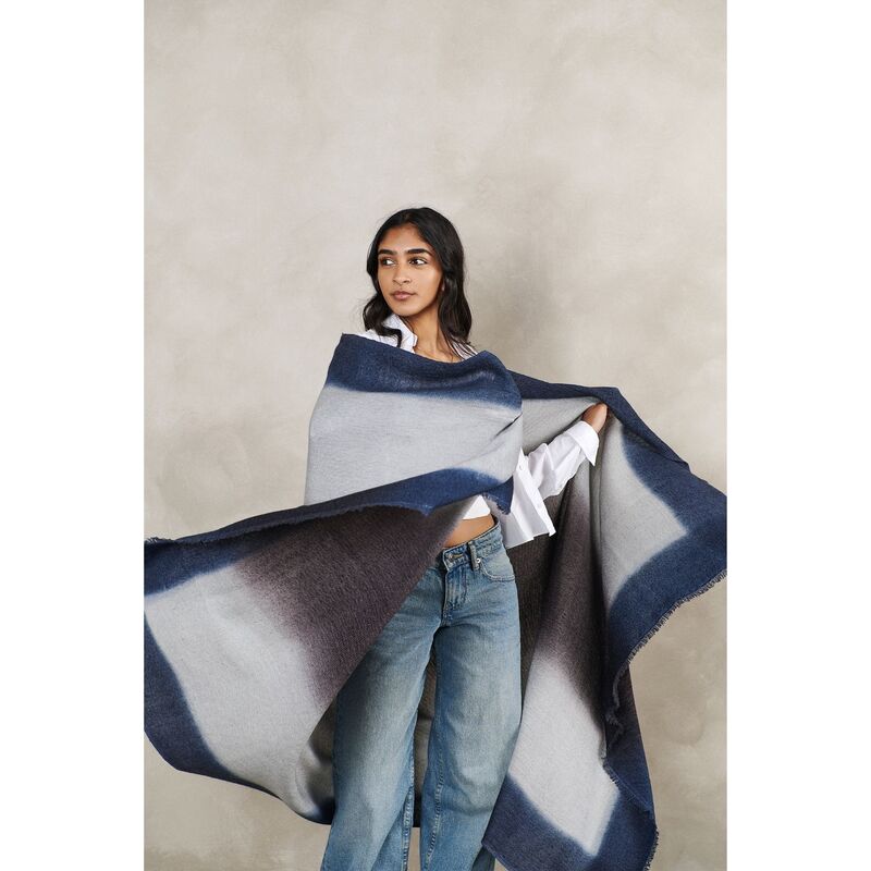 Moonstruck Blue Gray Handloom Handspun Merino Throw