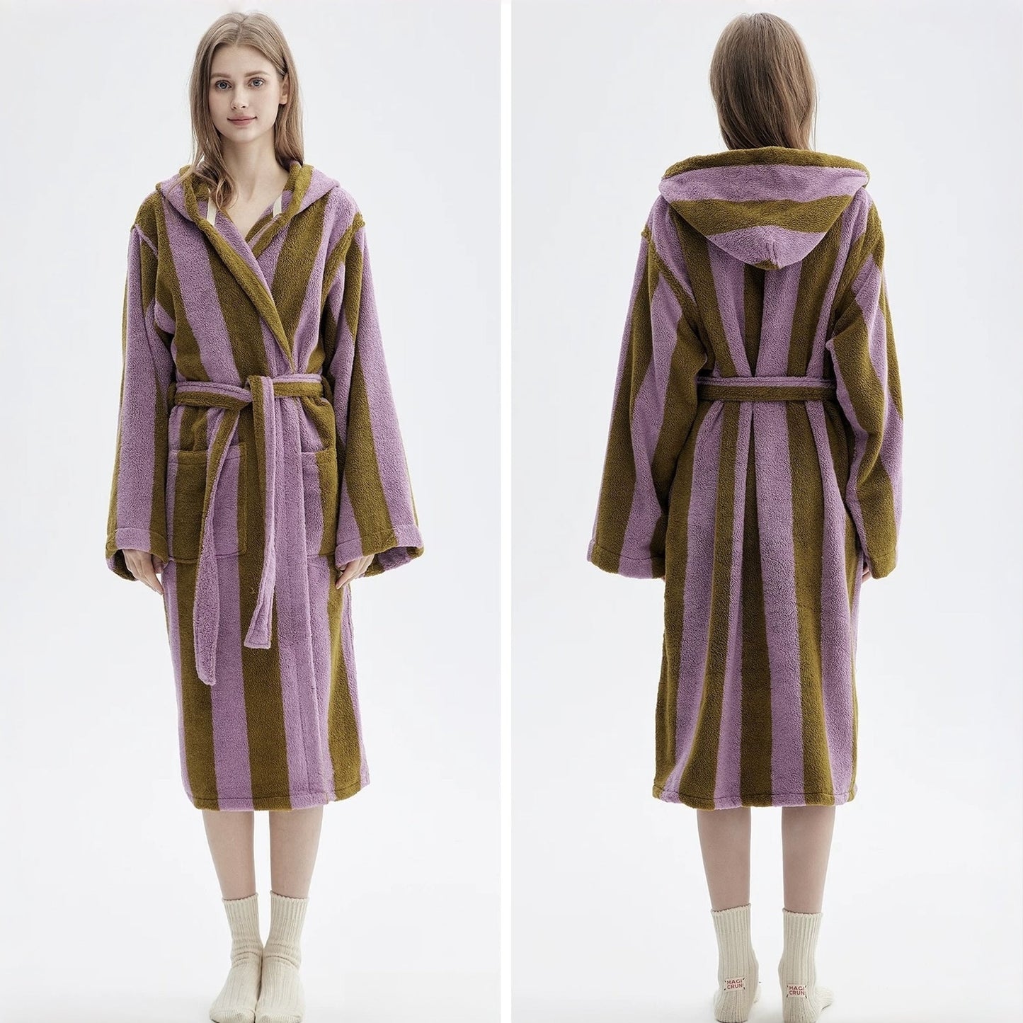 Ultra Soft Retro Whimsical Stripe Bath Robe