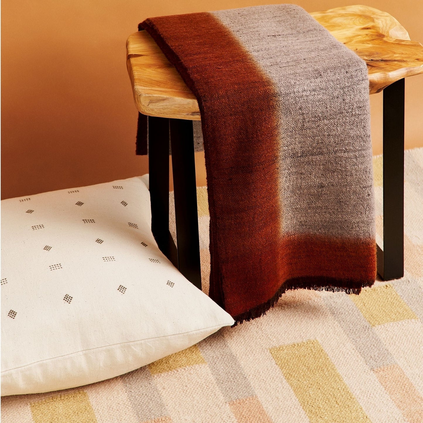 Simply Taupe Brown Gray Hand Spun Merino Handloom Throw