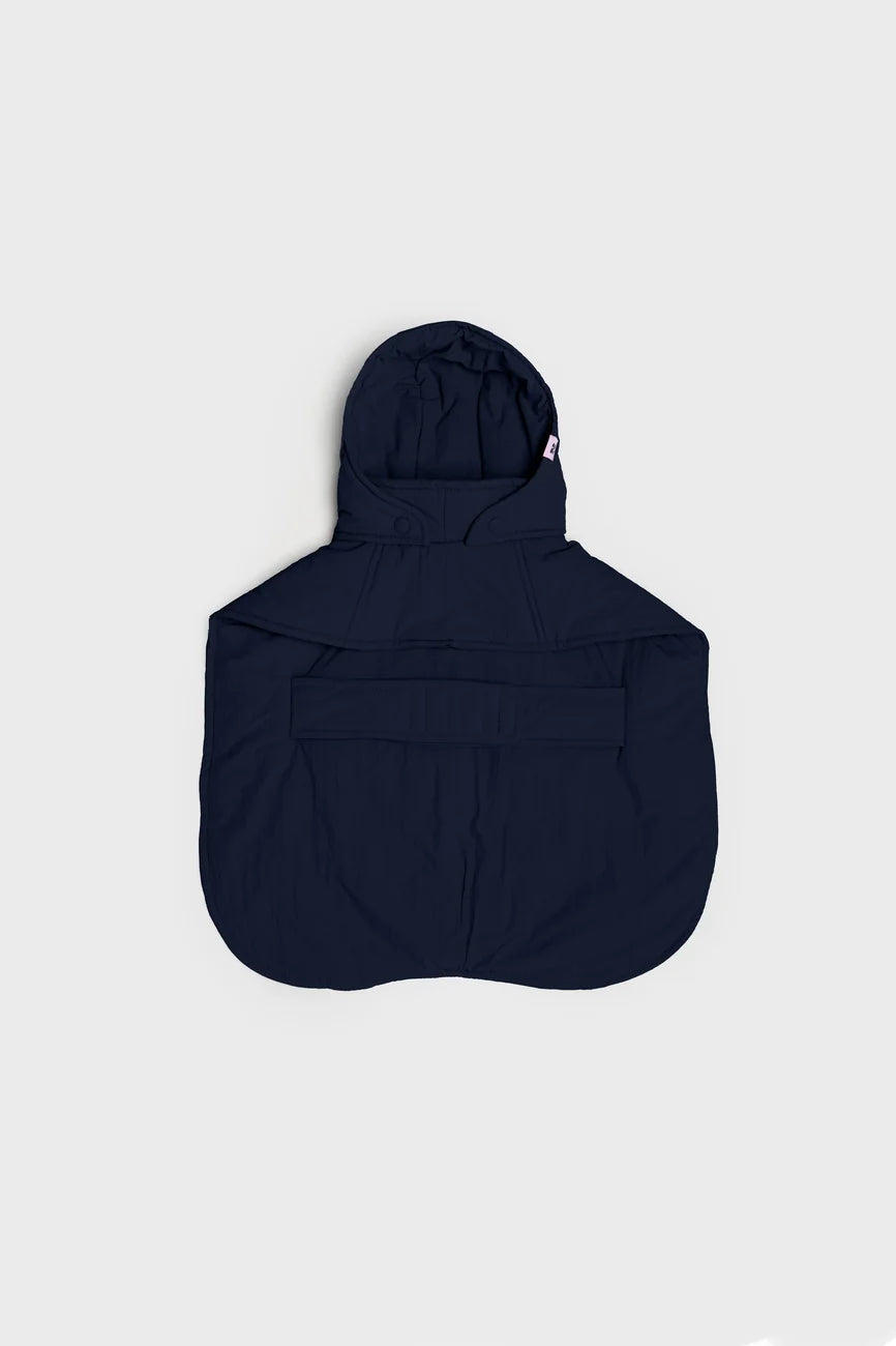 Navy blue vegan dog hoodie made from recycled materials with hood and rounded hem. - The New Orchard - Navy Blue / 2XS