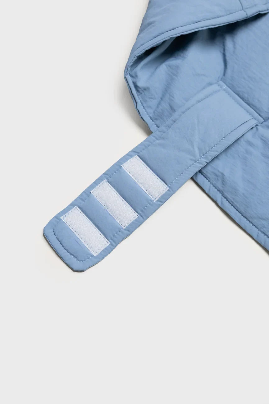 Sky blue vegan dog hoodie with adjustable recycled material strap and hood detail. - The New Orchard - Sky Blue / 2XS