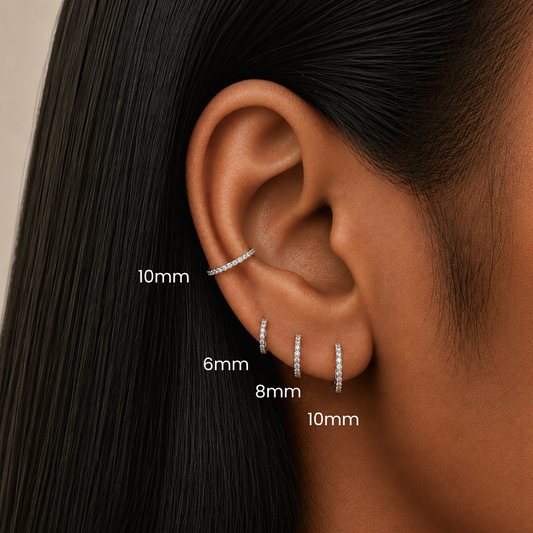 Classic CZ Clicker 10mm Titanium Hinged Hoop Earring