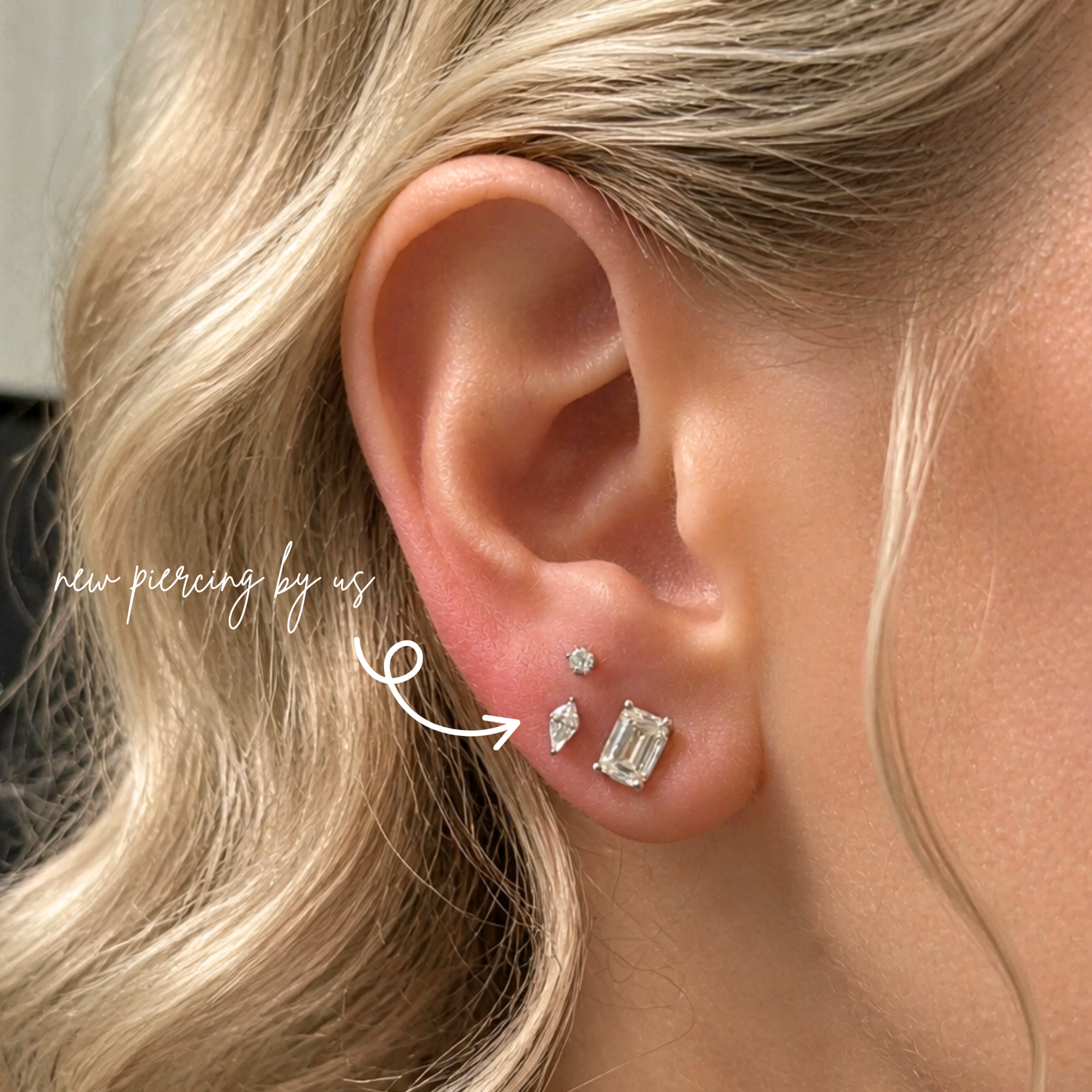 Kite Shaped CZ Threadless Labret Titanium Flat Back Earring