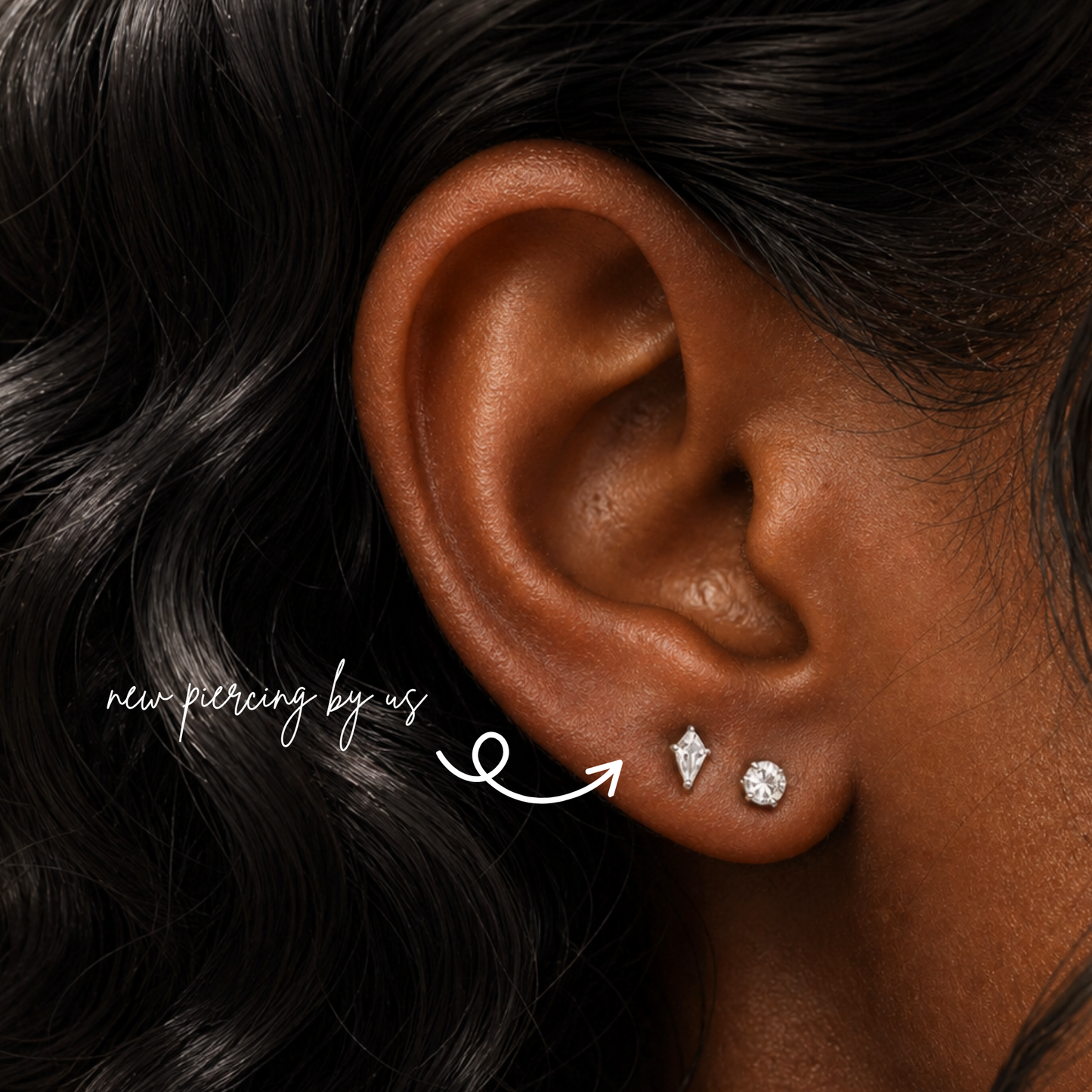 Kite Shaped CZ Threadless Labret Titanium Flat Back Earring