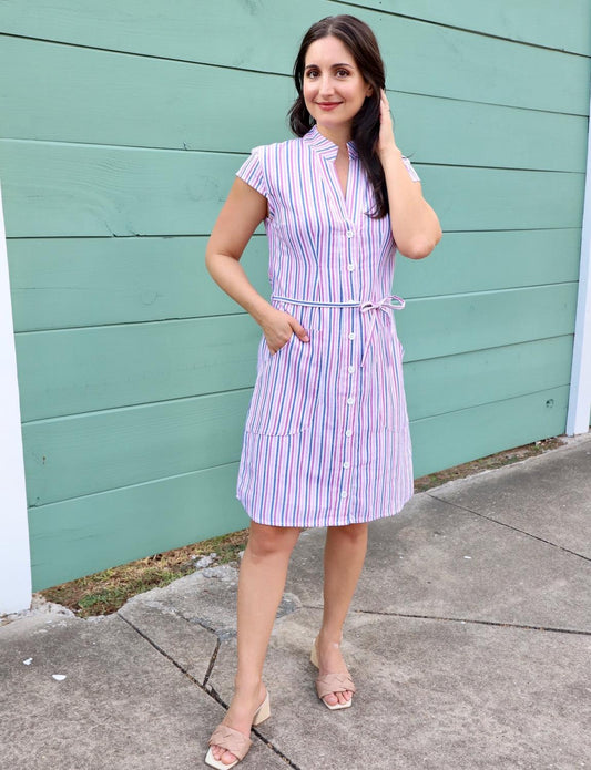 Dreamy Stripe Button Dress