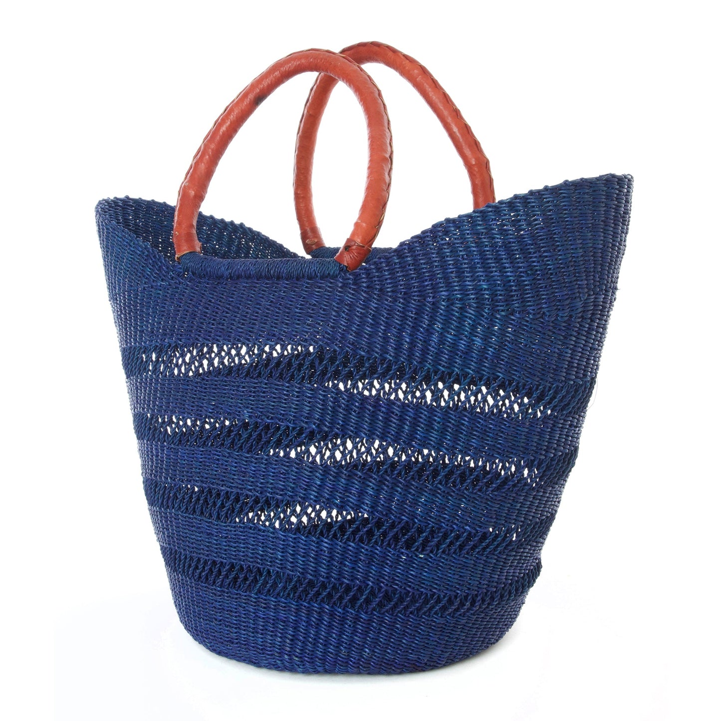 Ghanaian Lacework Wing Shopper with Leather Handles