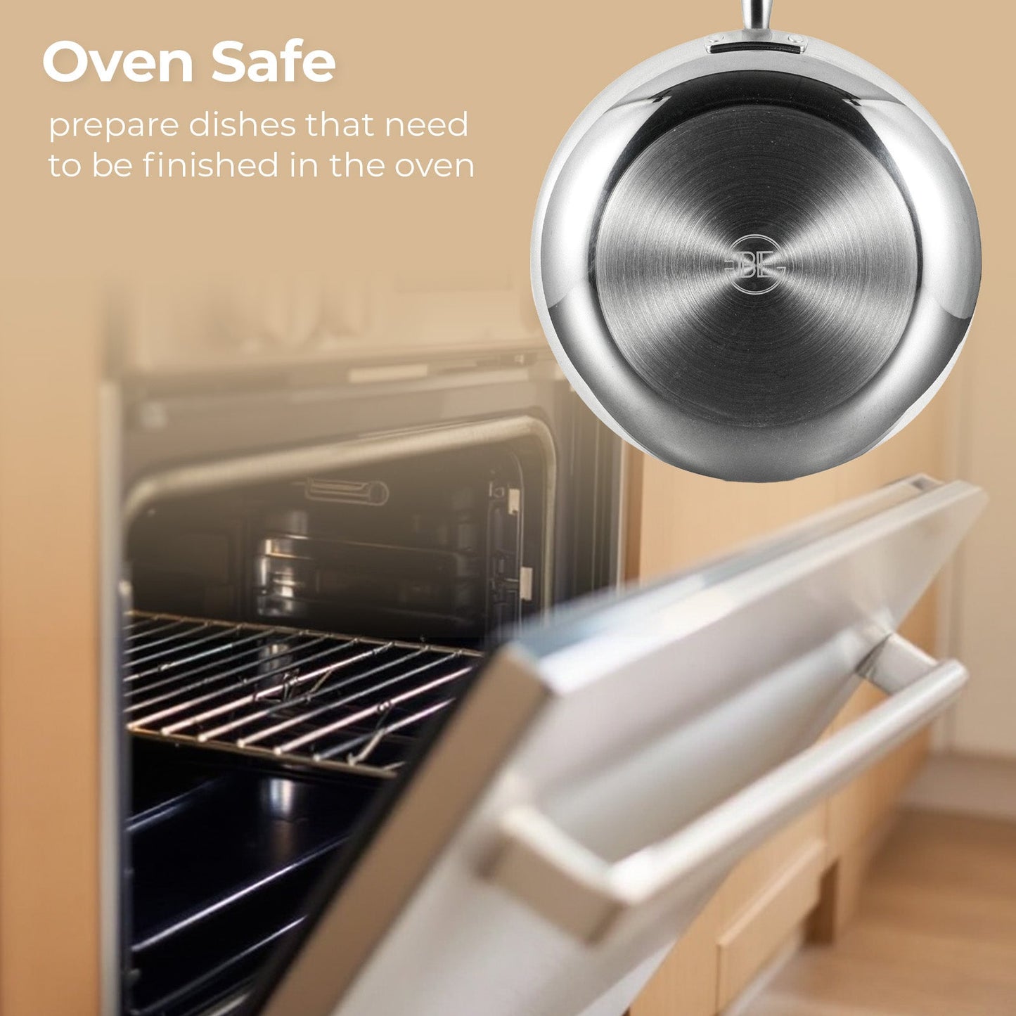 BE | LIVING - Essential Series - 10” / 26 cm Frying Pan - Triply Stainless Steel