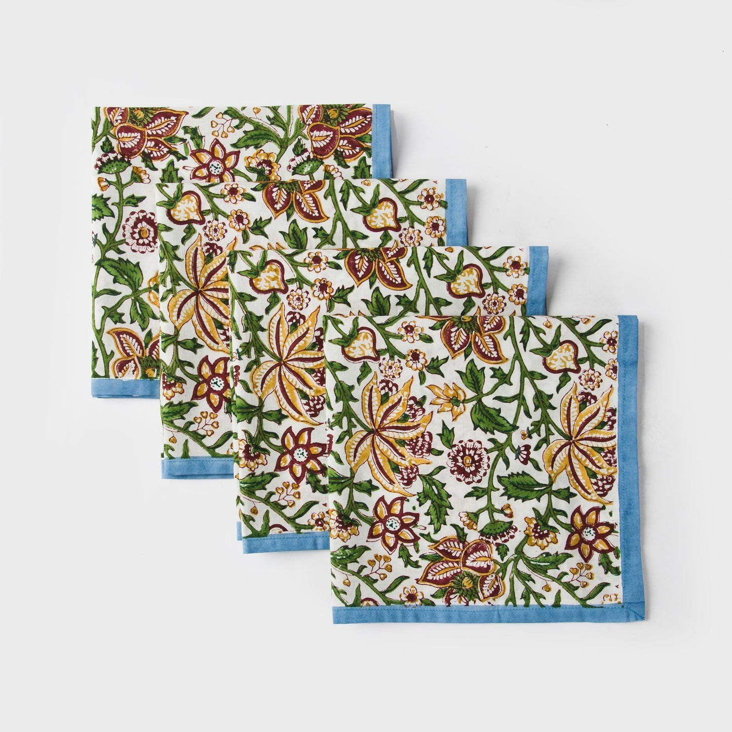 Florin Hand Block Printed Cotton Napkins Set of 4