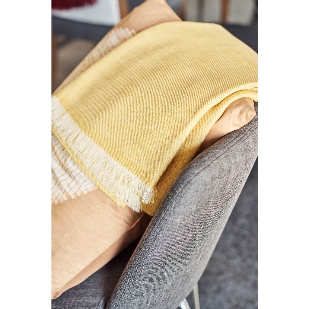 Dandelion Yellow Handloom Merino Light Weight Throw
