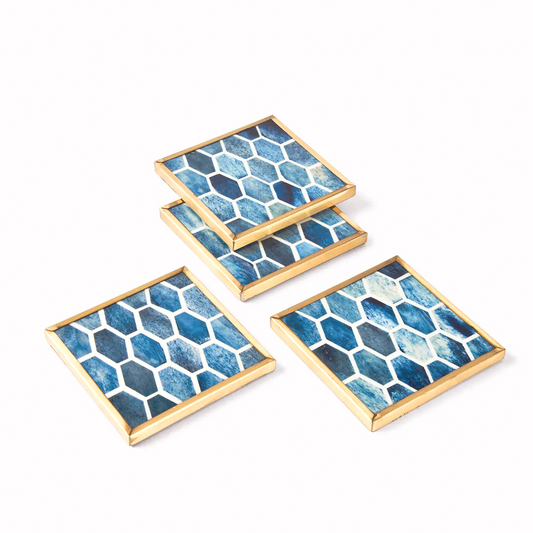 Gramercy Bone Inlay Tray & Coasters Gift Box Set