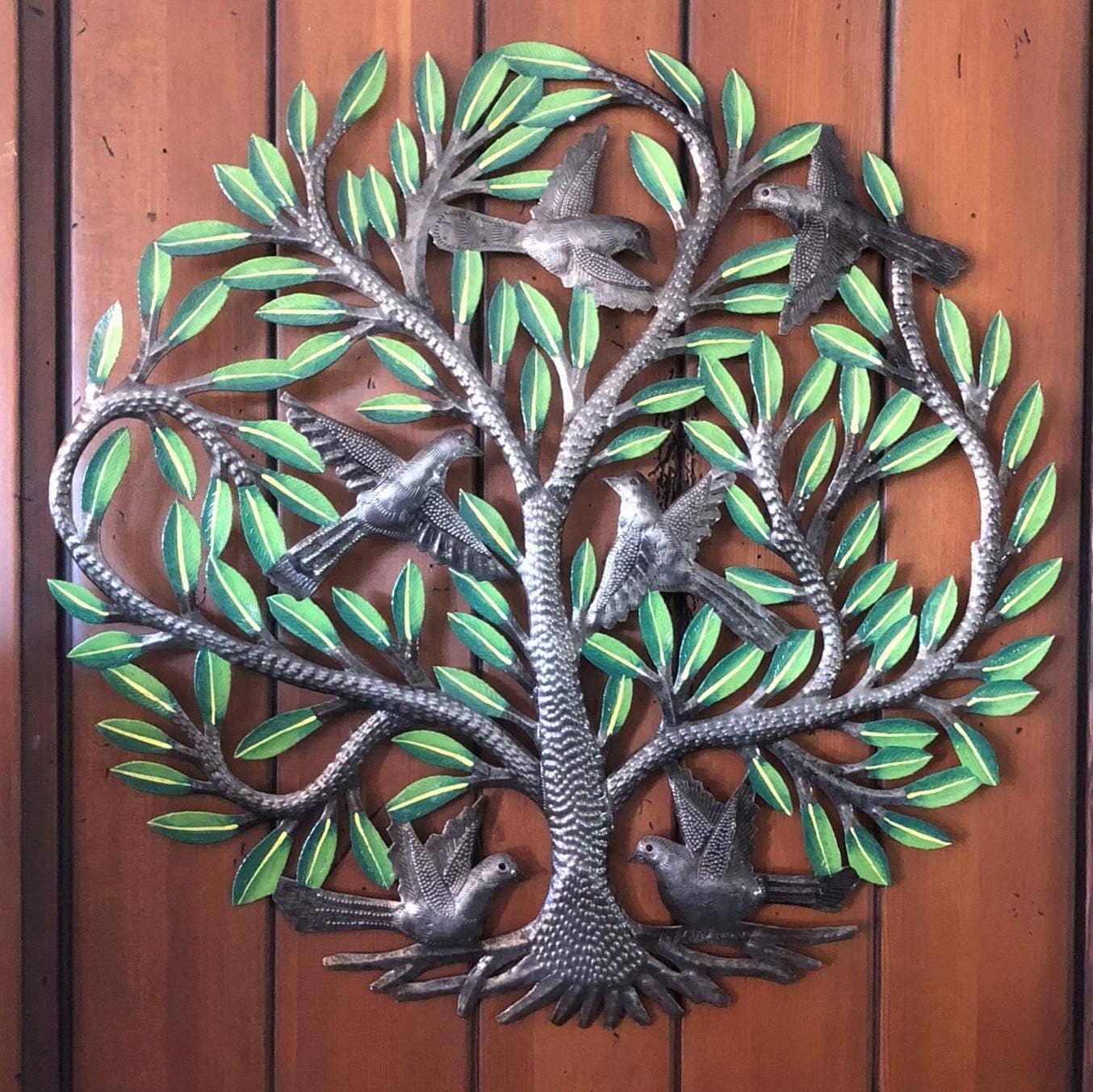 23" Haitian Metal Colorful handmade Tree of Life Wall Decor