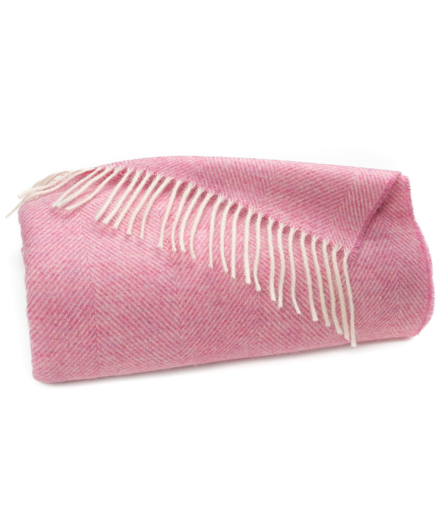 Southampton Home Shetland Lambswool Herringbone Throw – Light Pink