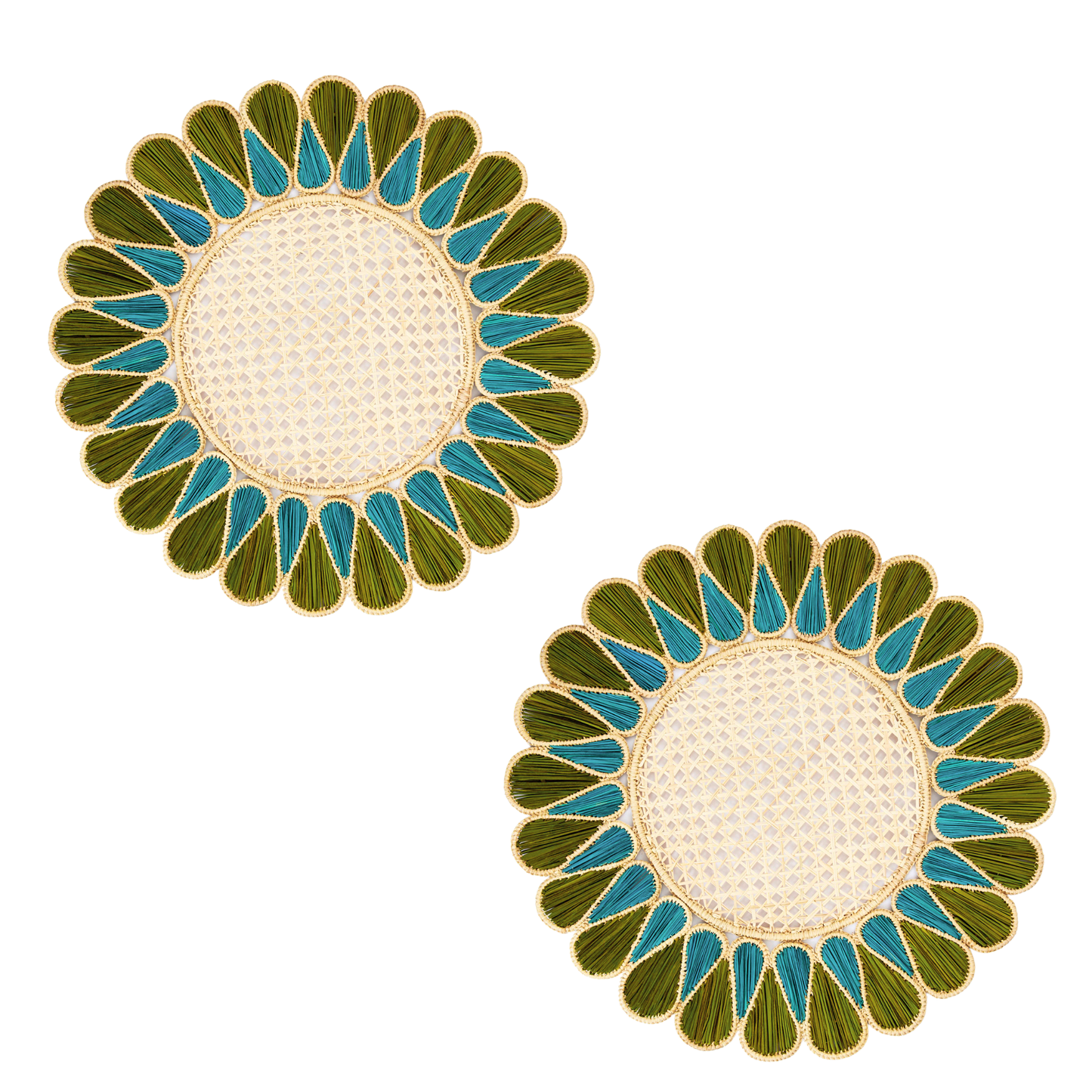 S/2 Drops Placemat - Olive/Aquamarine