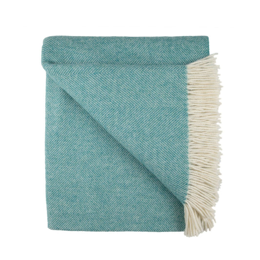 Southampton Home Merino Wool Herringbone Throw (Emerald)