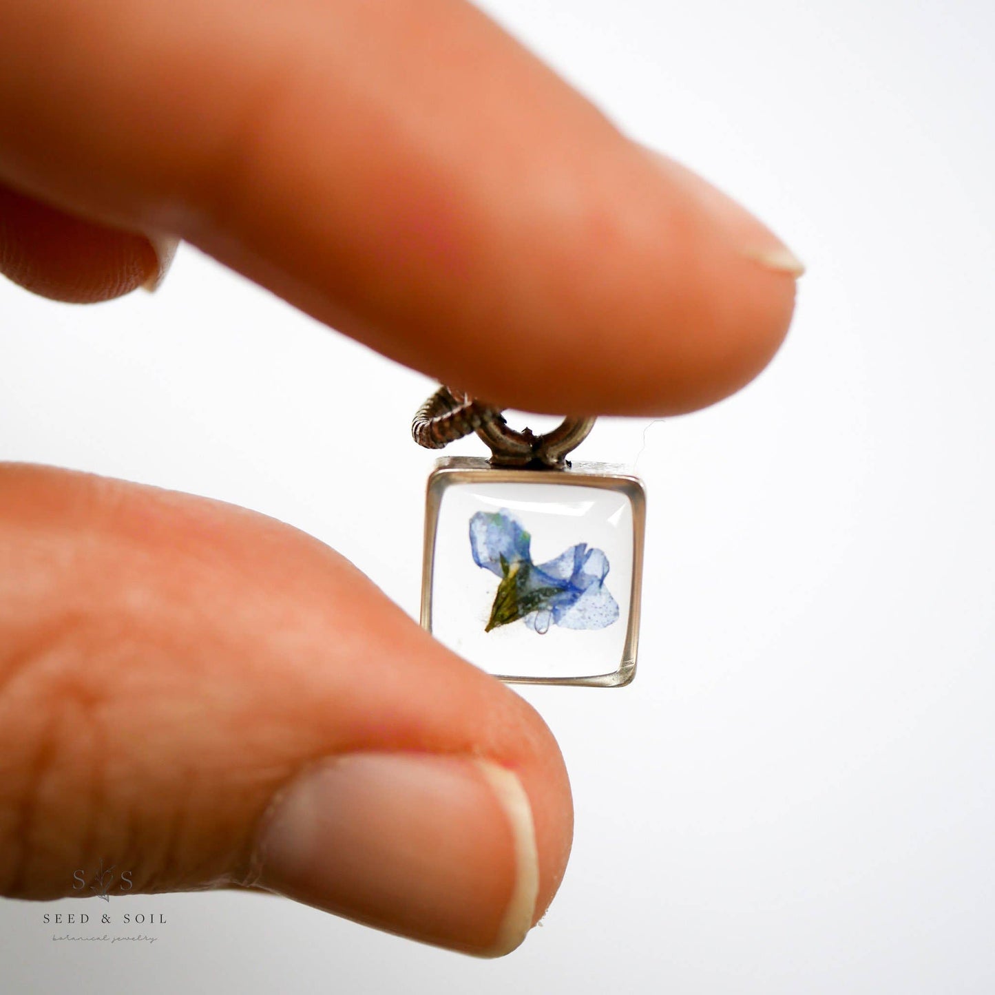 Gold Fern Necklace | Tiny Square Pendant