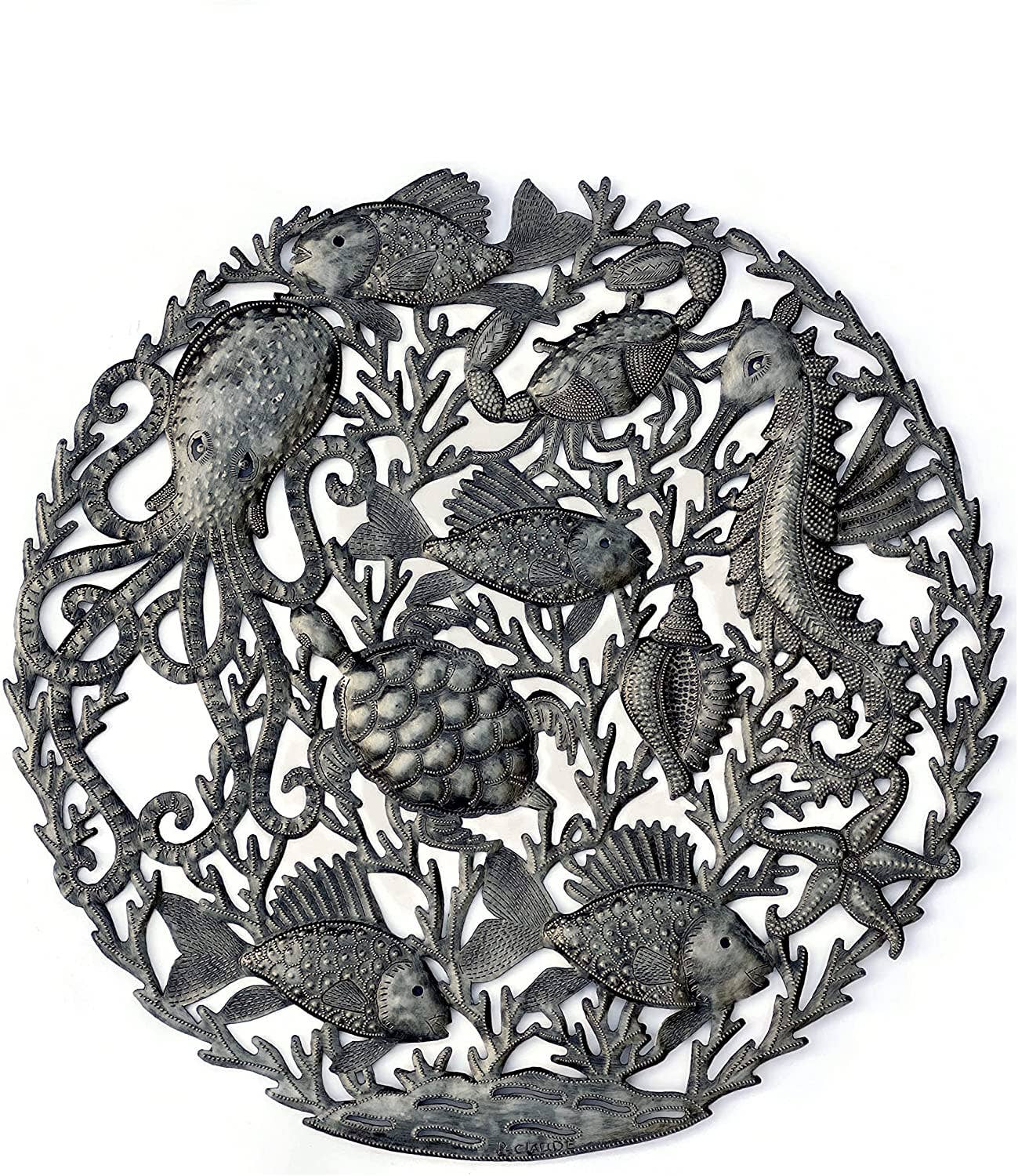 23" Sea Life Beach Theme, Haitian Metal, Fair Trade Recycled