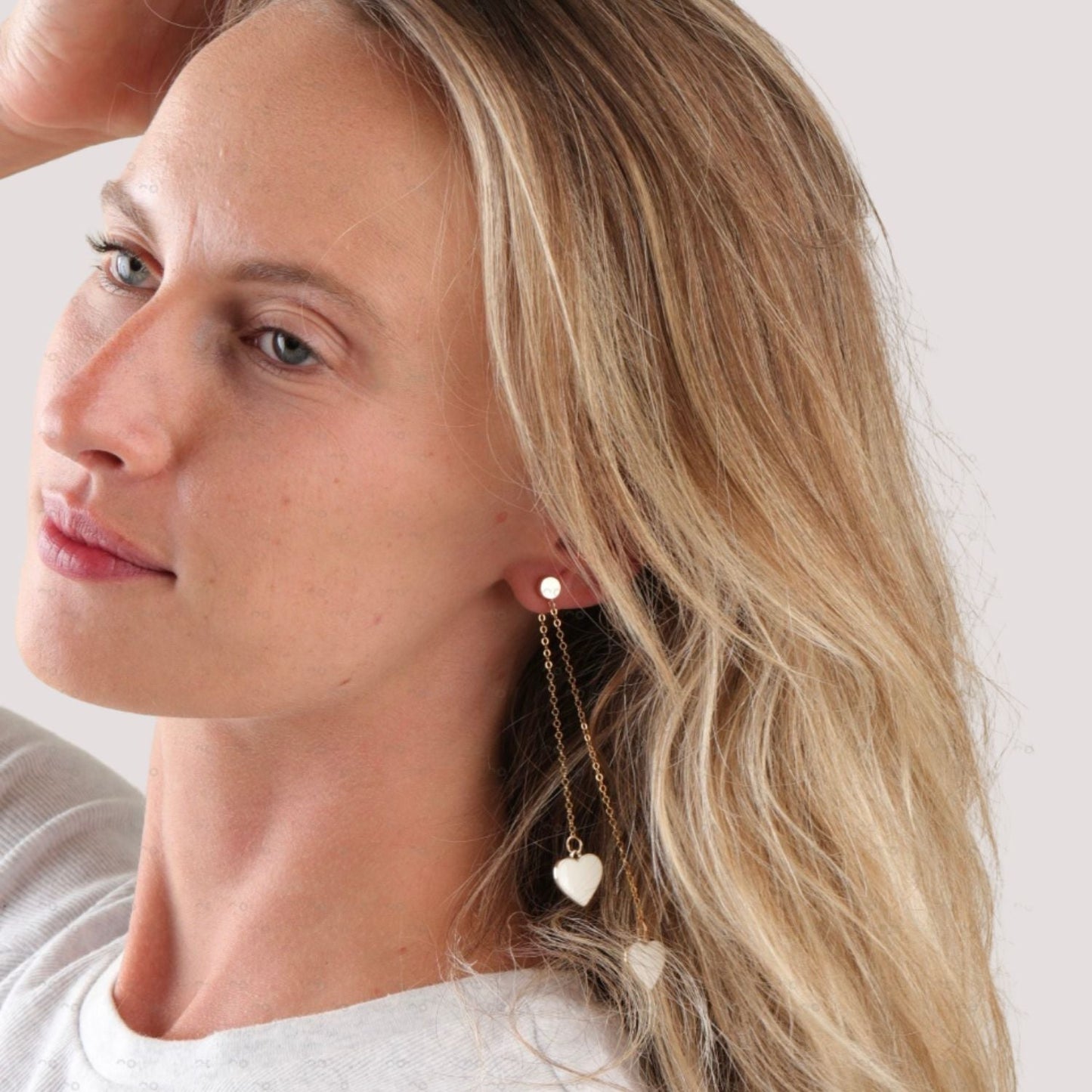 Single Hearted Girl White Heart Earrings | Gold Filled