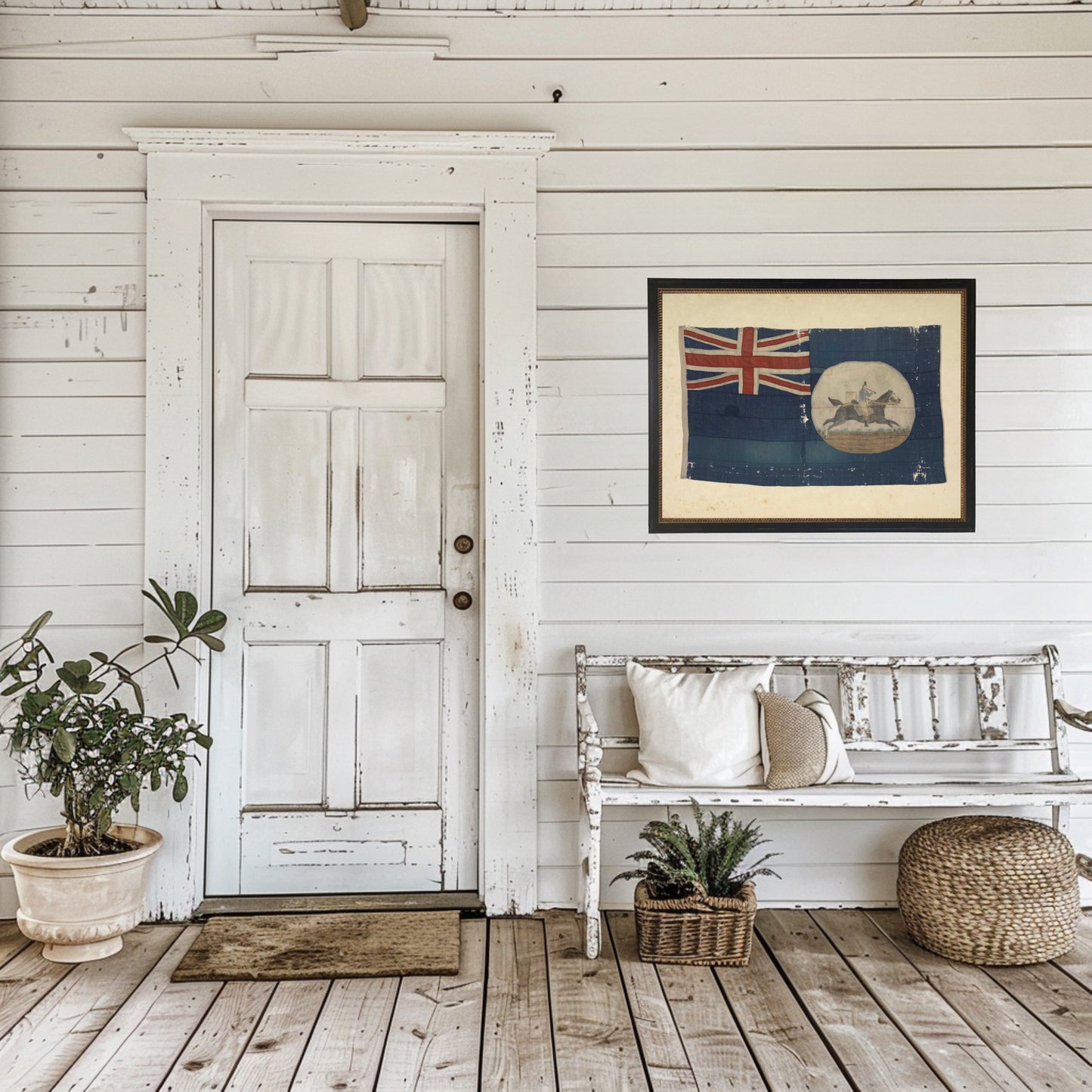 British Flag in Black and Gold-Beaded Frame